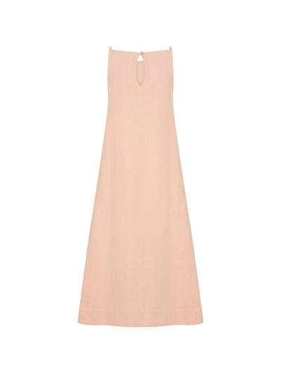 Image features Peony Linen Dress in Coral