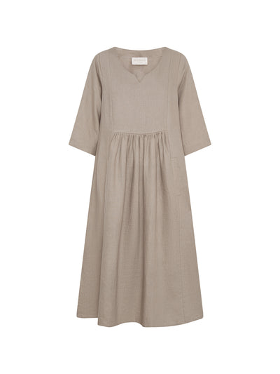 Frankie Linen Midi Dress Taupe