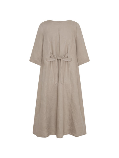 Frankie Linen Midi Dress Taupe
