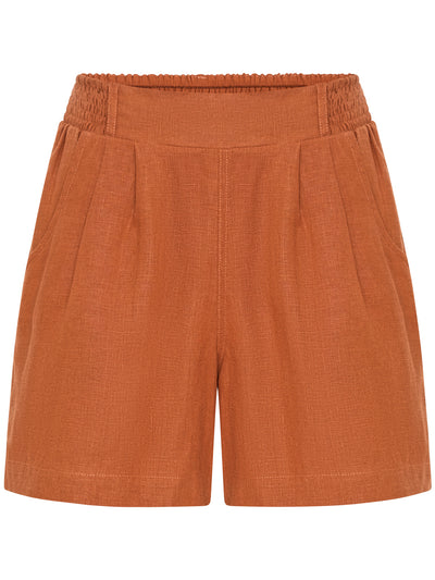 Image features Charli Linen Shorts in Rust