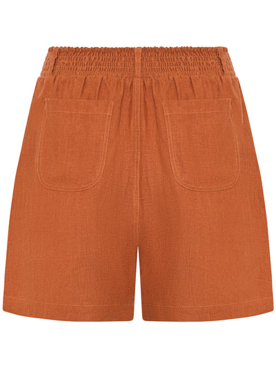 Image features Charli Linen Shorts in Rust