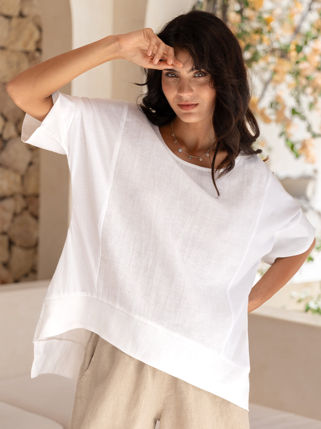 Costa French Linen and Cotton Top White | Linen Top – Nomad the Label