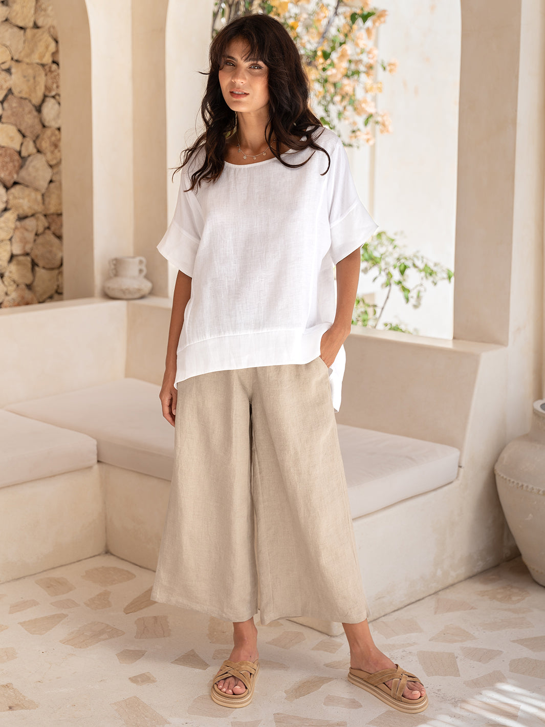 Costa French Linen and Cotton Top White Linen Top – Nomad the Label
