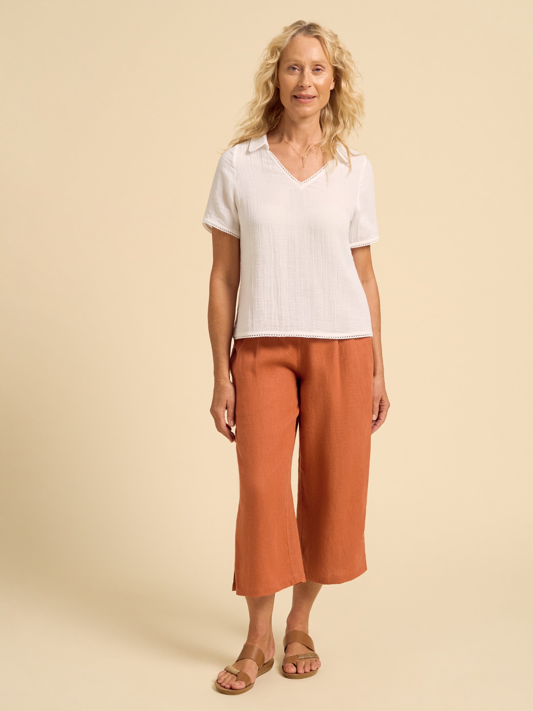 Henley Cotton Top Coconut