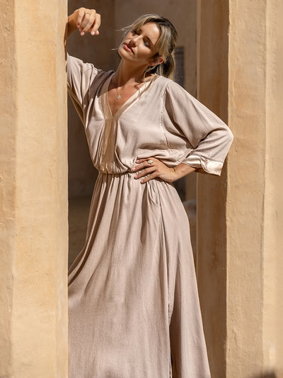 Model wears Lucrezia Maxi Dress in Misty Rose