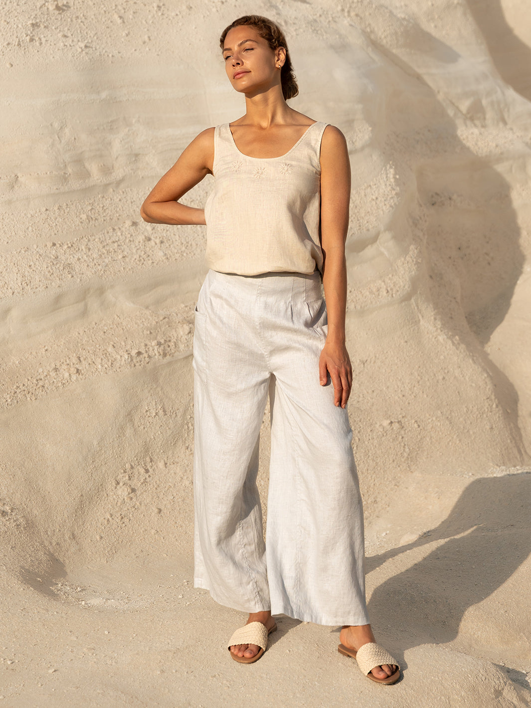 Milos Linen Pants Oyster