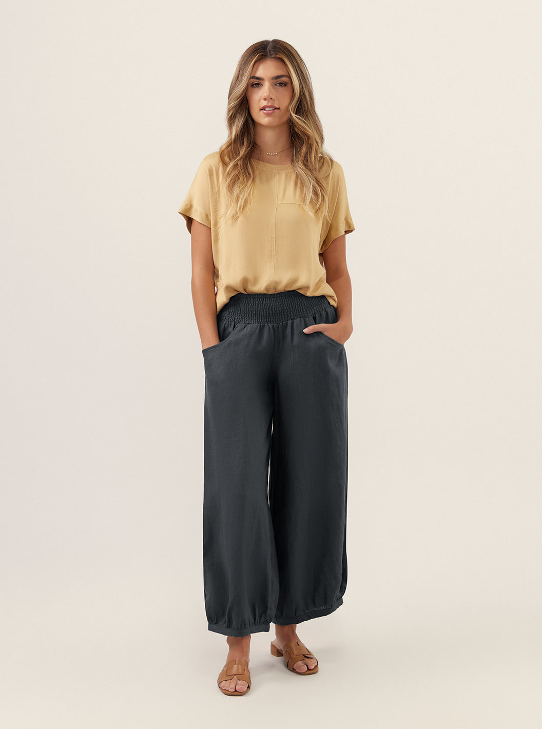 Sadhu French Linen Pants Charcoal