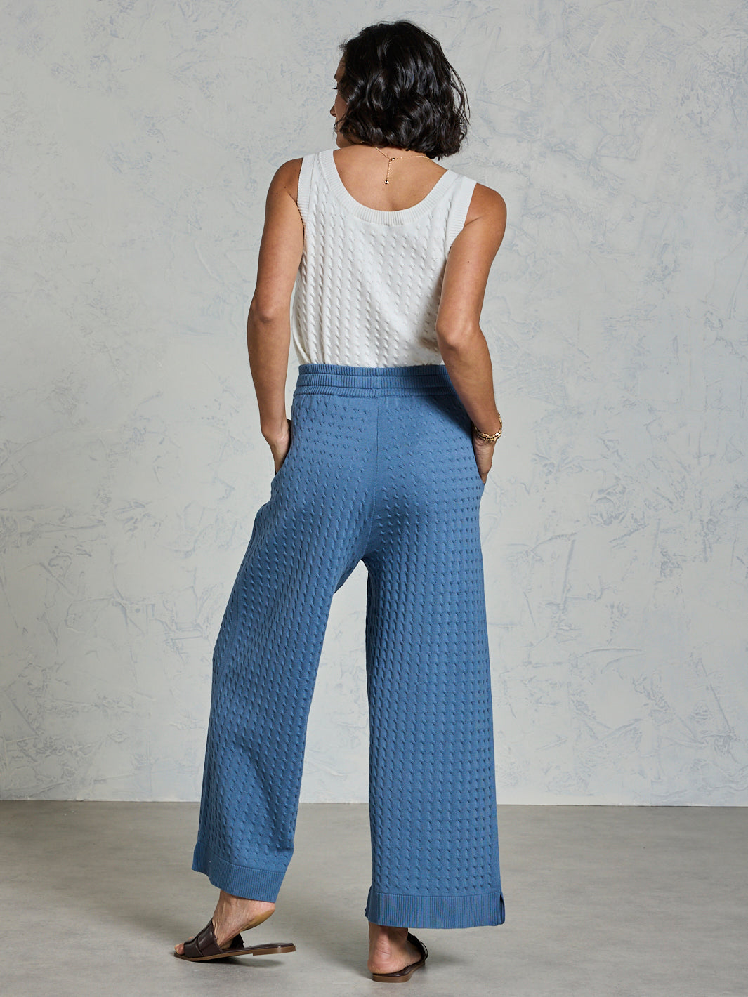 Pambula Cotton Knit Pants Aegean Blue