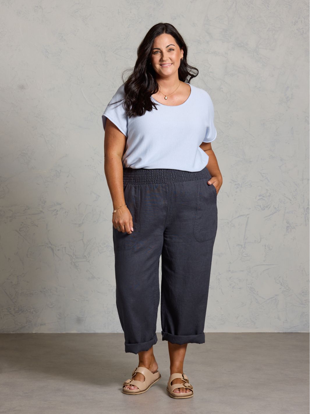 Nautical French Linen Pants Charcoal
