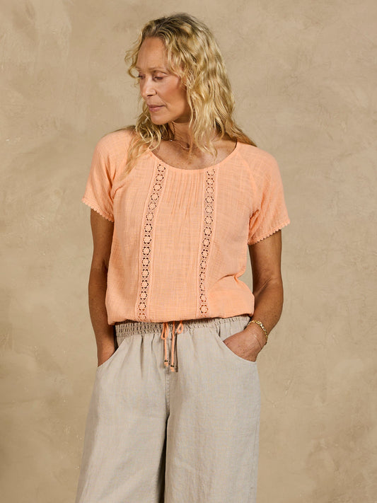 Daisy Organic Cotton Blouse Papaya