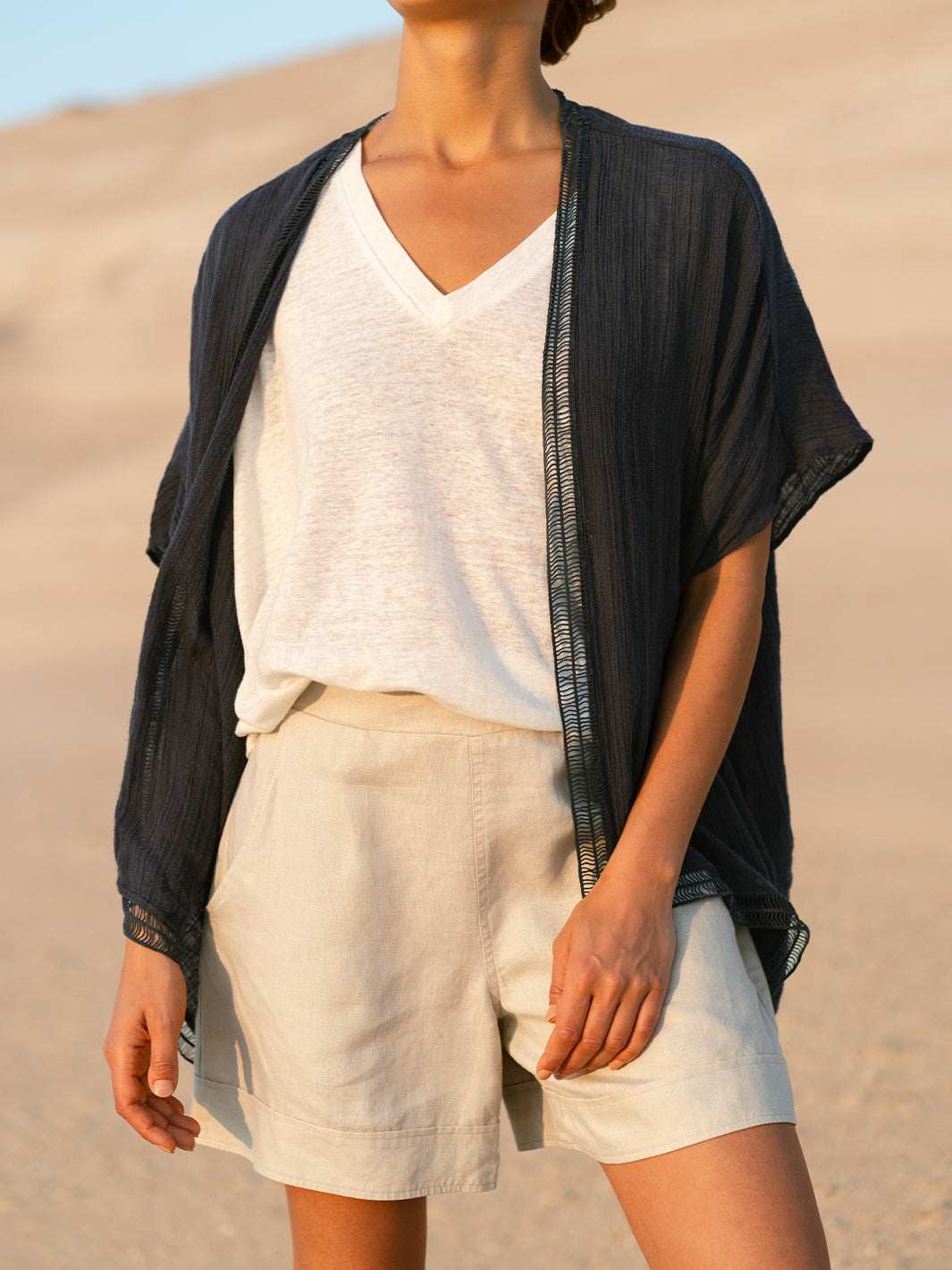 Rhea Linen Kimono Charcoal