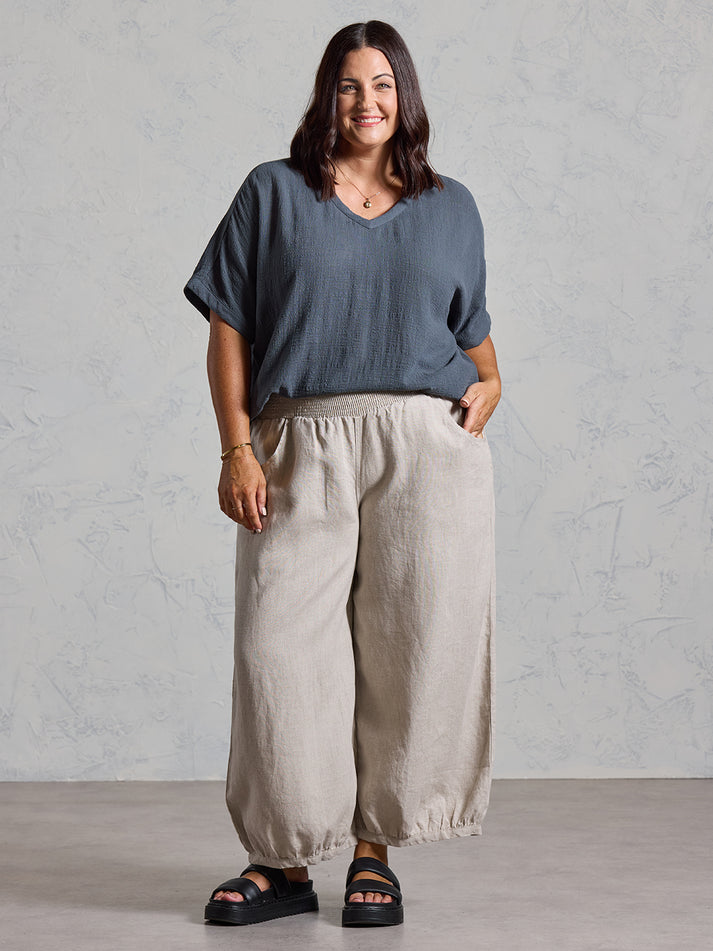 Sadhu French Linen Pants Flax | Linen Sadhu Pants – Nomad the Label