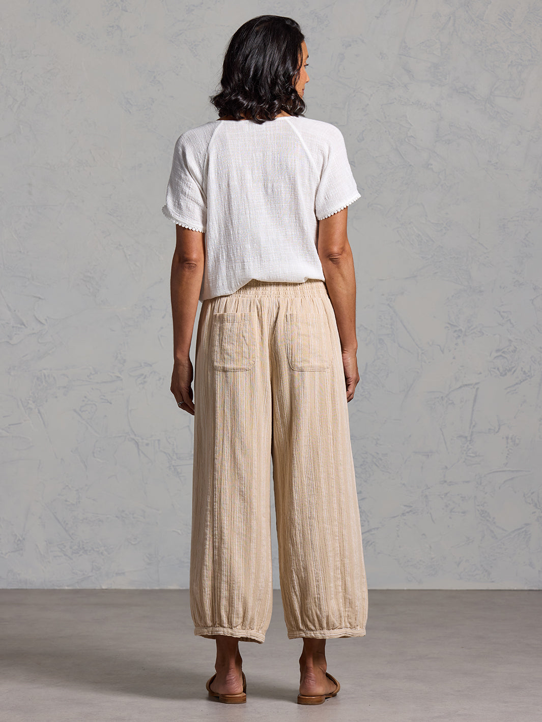 Sadhu Cotton Pants Sand Stripe