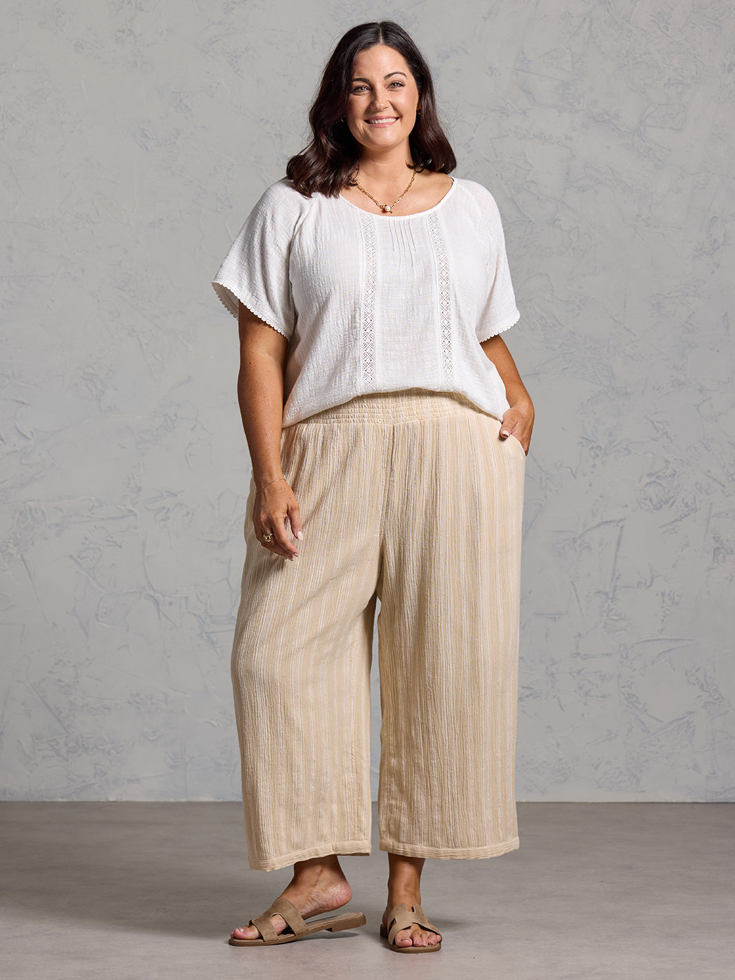 Sadhu Cotton Pants Sand Stripe