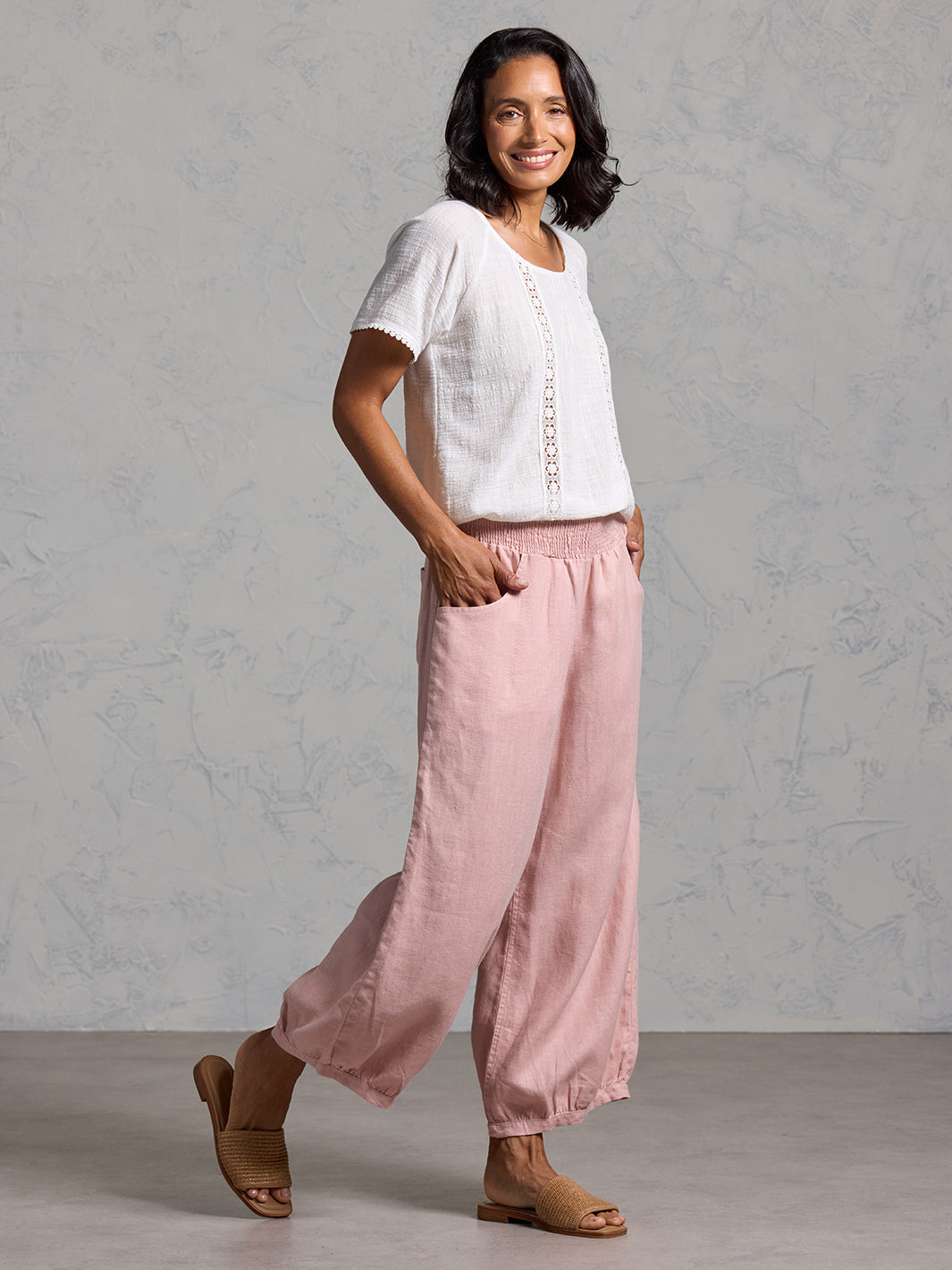 Sadhu French Linen Pants White