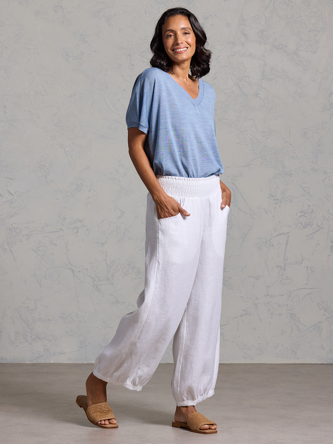 Sadhu French Linen Pants White