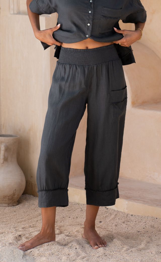 Soneva French Linen Pants Charcoal