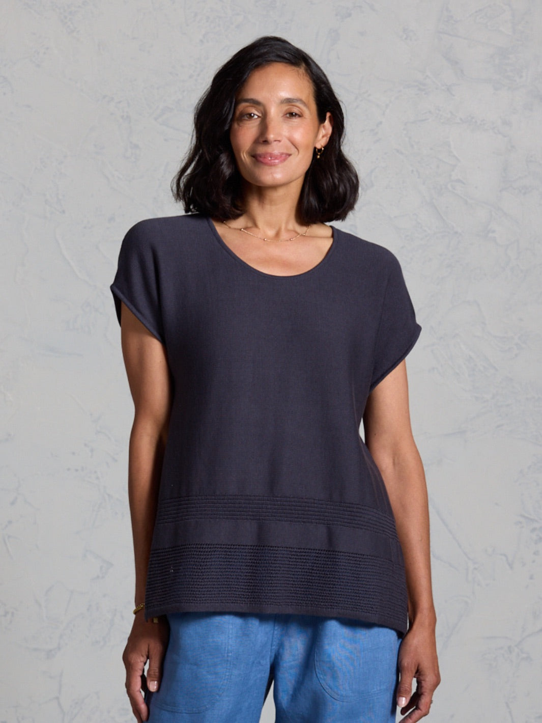 Sundown Cotton Knit Top Charcoal