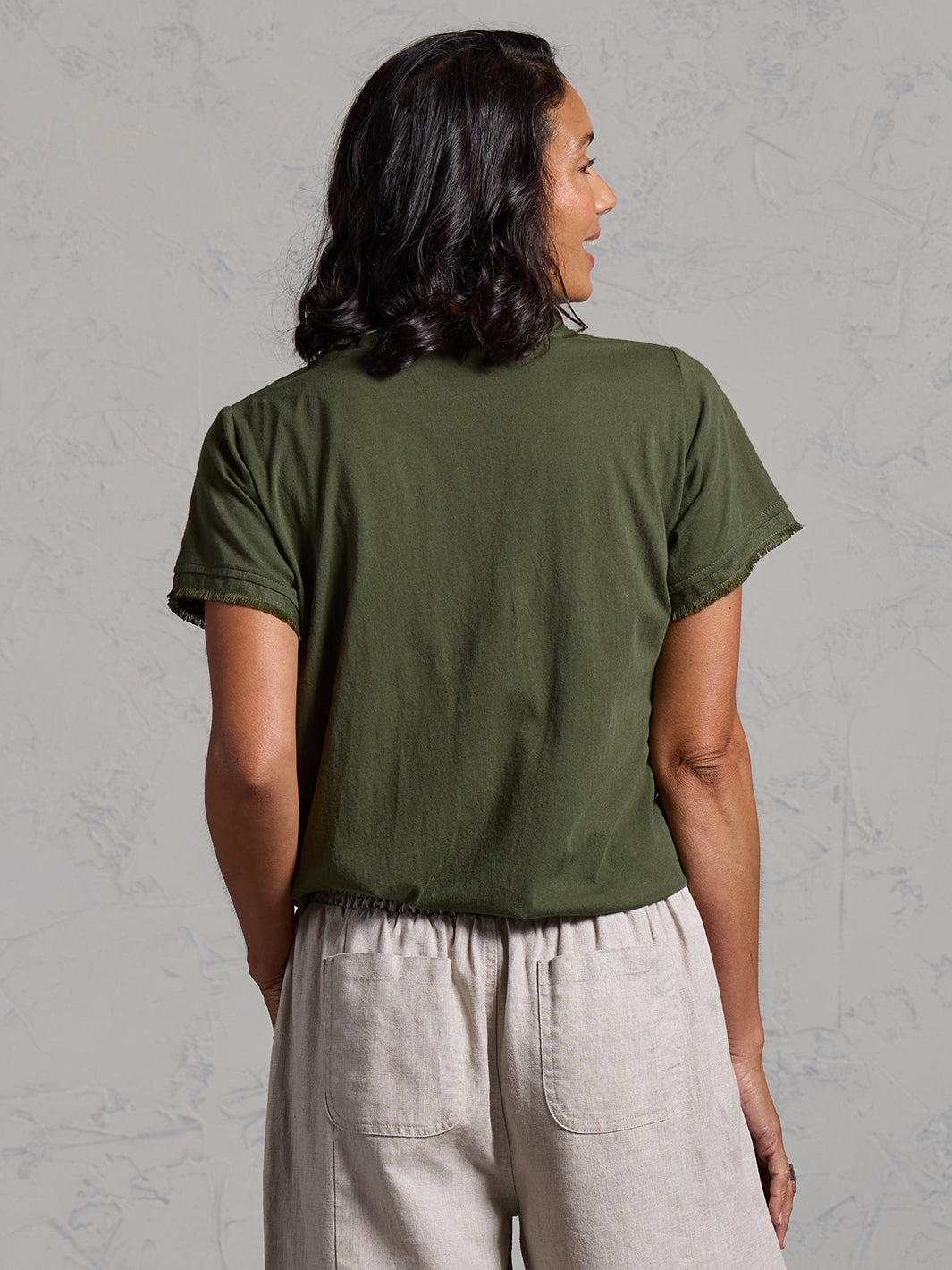 Vivre French Linen and Cotton Blouse Olive