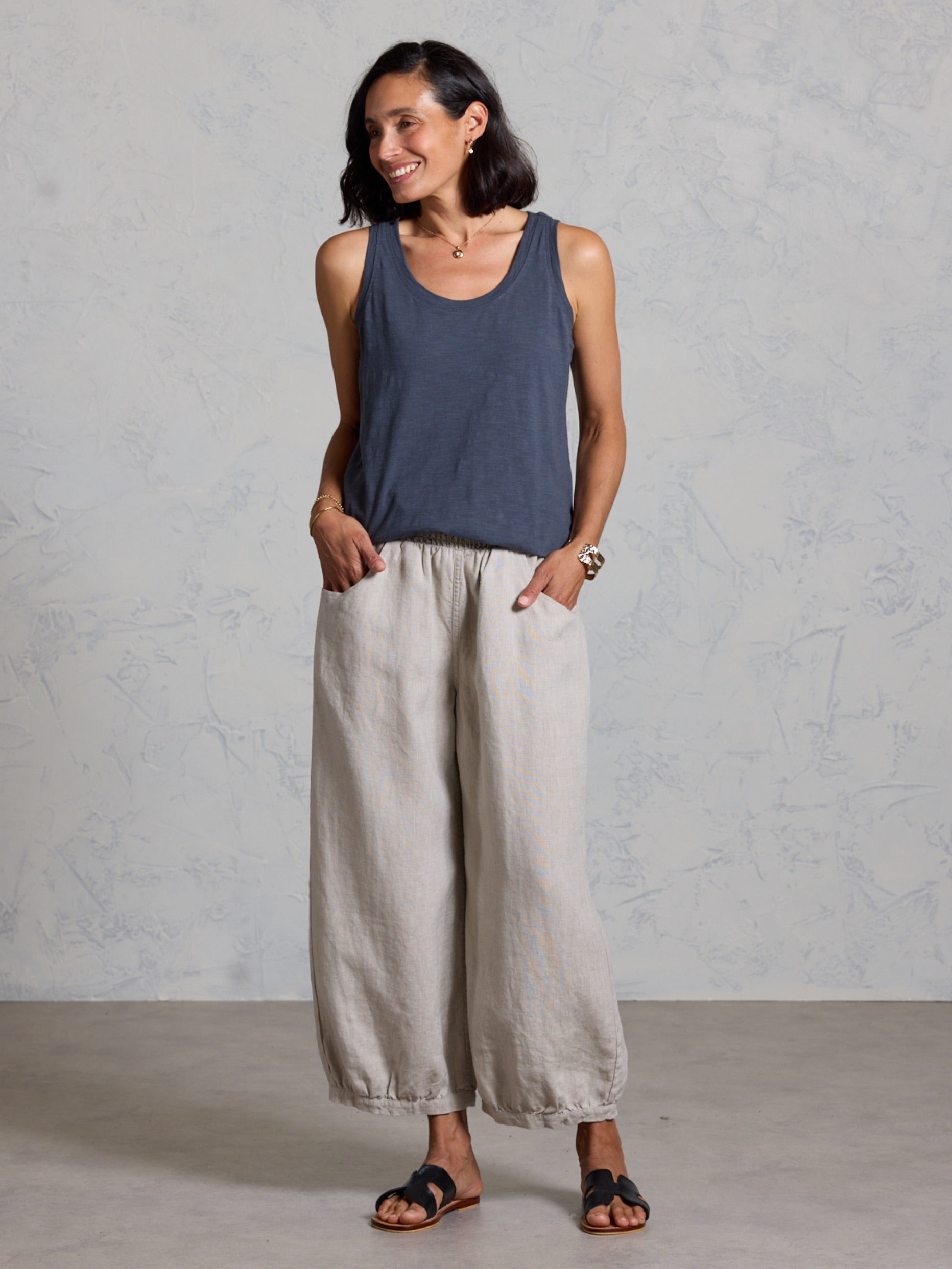 Yarra Cotton Tank Top Charcoal
