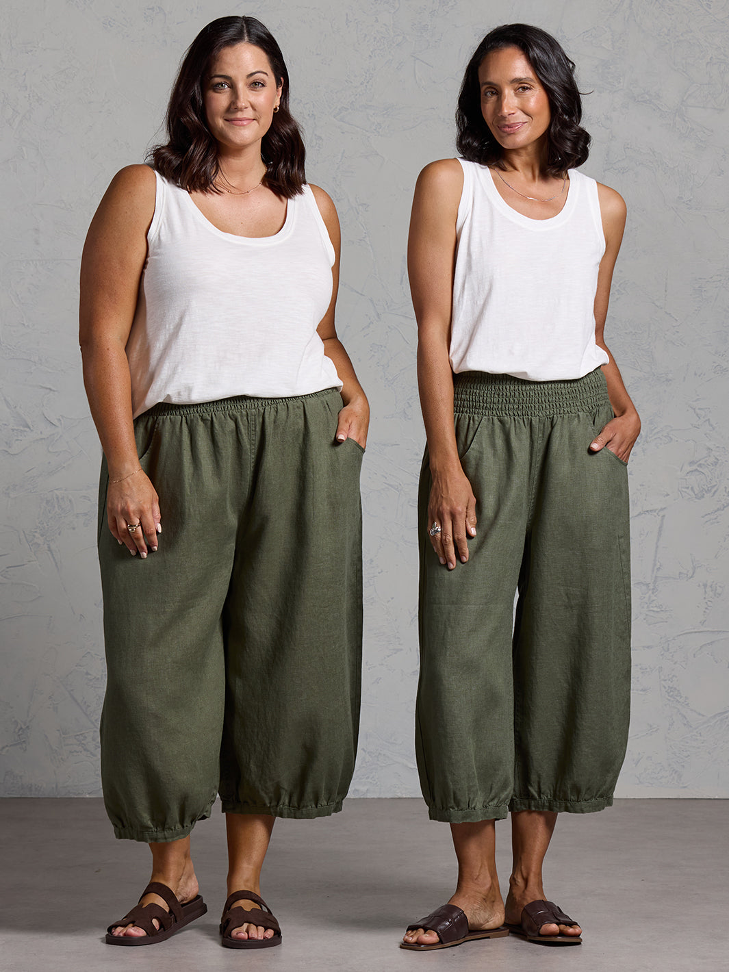 Marrakech French Linen Cropped Pants Olive