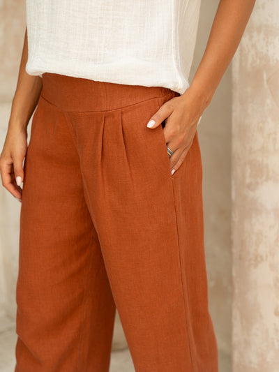 Latina Linen Pants Rust