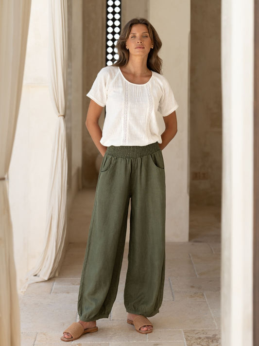 Sadhu French Linen Pants Olive