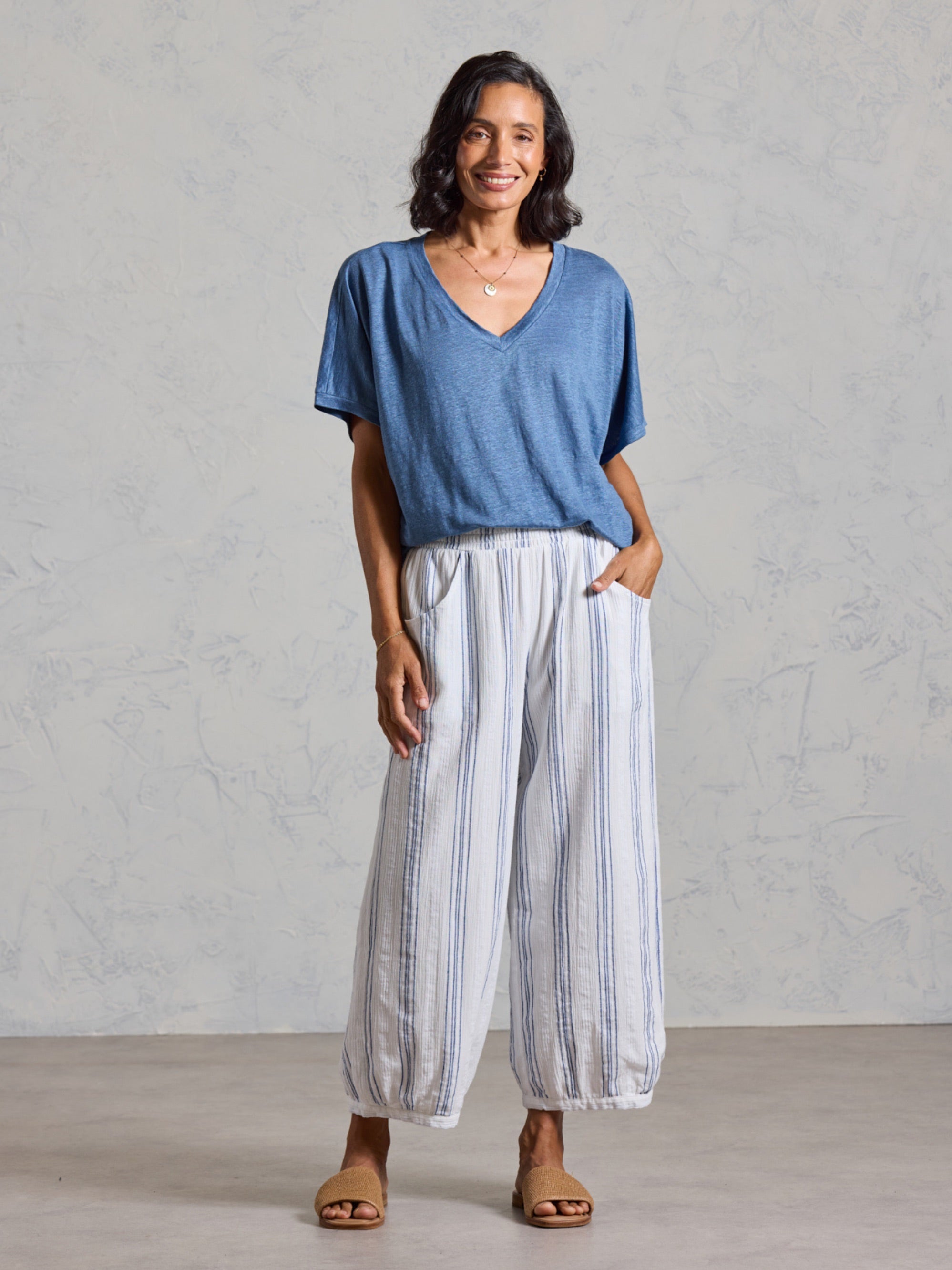 Sadhu Cotton Pants Azure Stripe