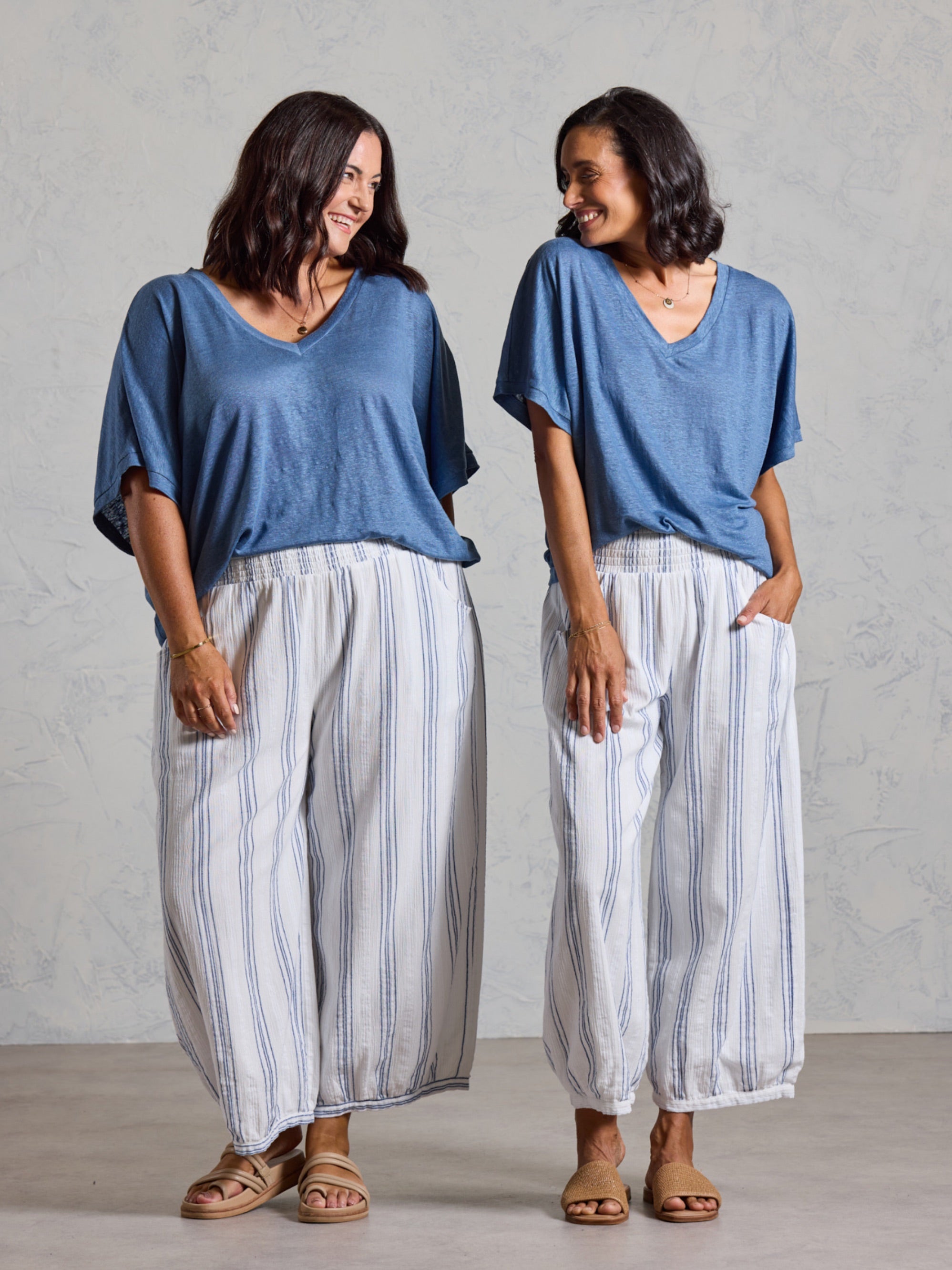 Sadhu Cotton Pants Azure Stripe