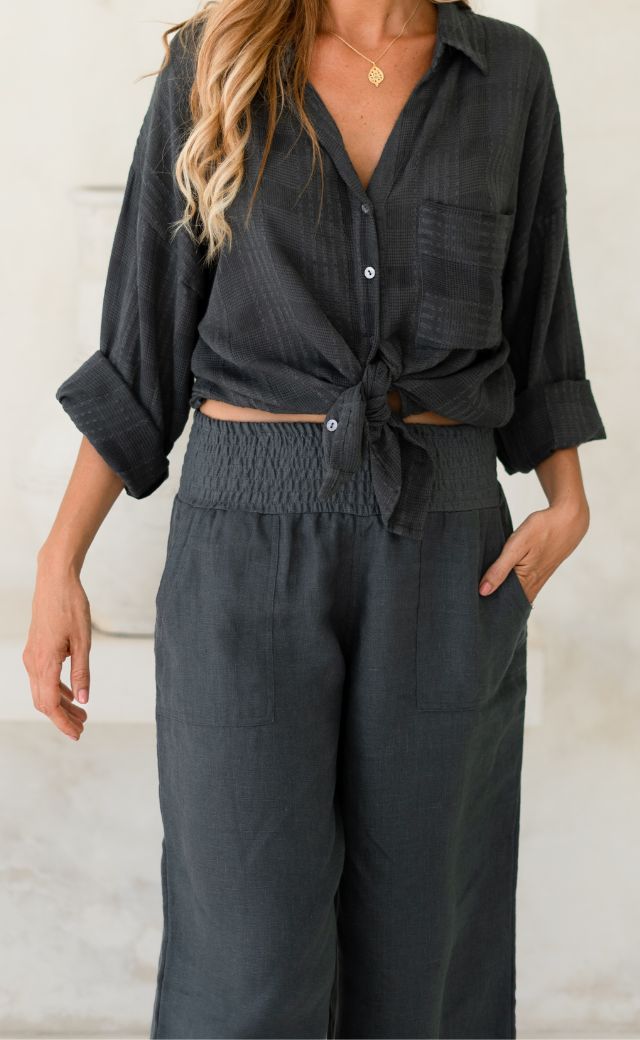 Labos French Linen Pants Charcoal