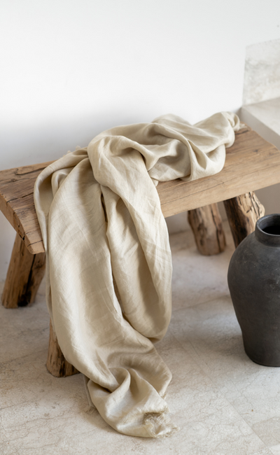 Image features Omari Linen Scarf in Stone